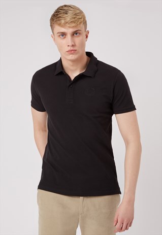 BLACK POLO SHIRT IN PREMIUM PIQUE COTTON