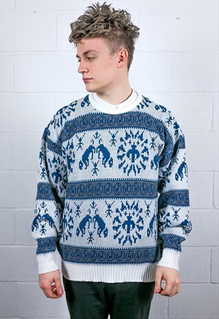 VINTAGE 90S PATTERNED KNIT JUMPER