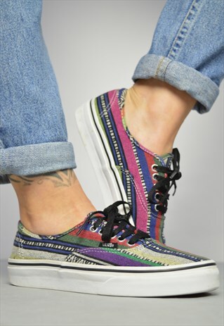 VINTAGE 90S VANS COLOURFUL AZTEC NAVAJO WOVEN SKATE SHOES