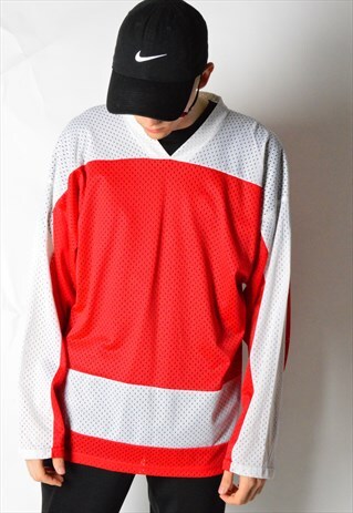 VINTAGE 90S RED HOCKEY JERSEY SHIRT