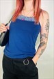 CUTE 00S Y2K BLUE LACE TRIM CAMI TOP