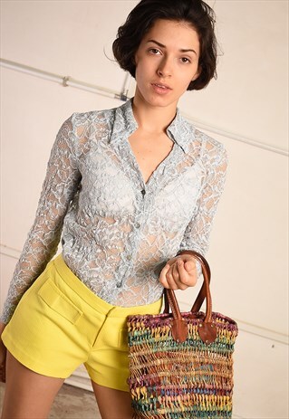90'S RETRO LACE PARIS CHIC FESTIVAL SHIRT TOP