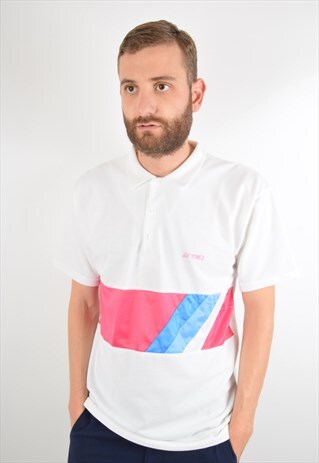 VINTAGE YONEX TENNIS T-SHIRT SIZE L MADE IN DENMARK (1665)