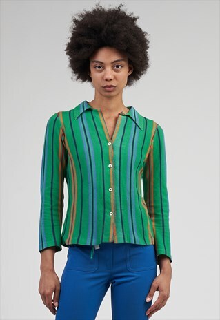 VINTAGE RARE 70'S STRIPED GREEN MISSONI SHIRT
