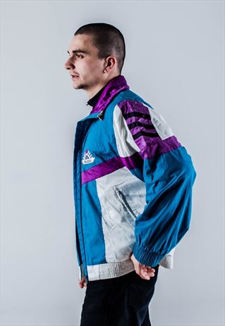 VINTAGE 90S TRACK TOP IN BLUE, PINK AND WHITE