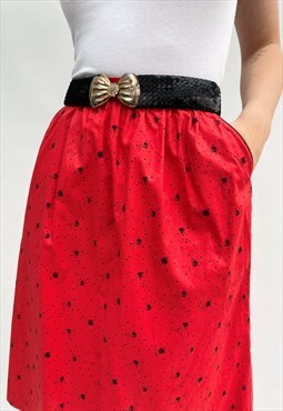 St Michael Vintage Ladies Skirt 70's Red Black Cotton