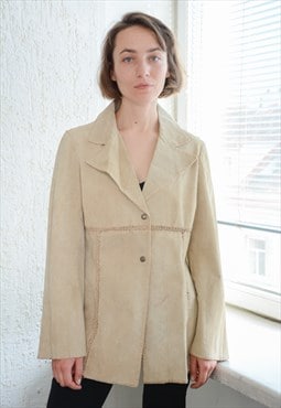 Vintage Beige Suede Bohemian Jacket