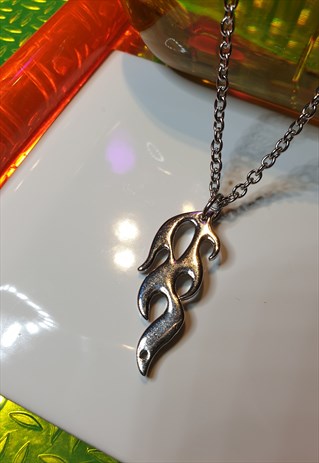 SILVER TONE FLAMES NECKLACE