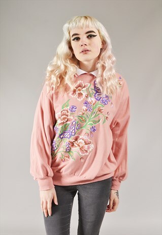 VINTAGE FLORAL SWEATSHIRT PINK