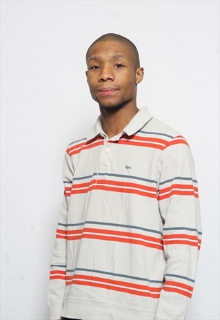 VINTAGE LACOSTE LONG SLEEVE RUGBY POLO SHIRT MULTI COLOURED