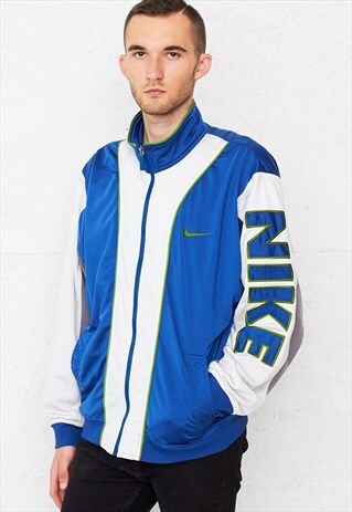 VINTAGE WHITE BLUE NIKE TRACK JACKET