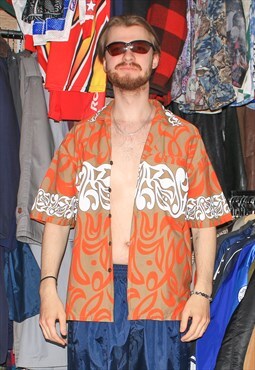 Vintage 90s Hawaii print shirt in beige / orange