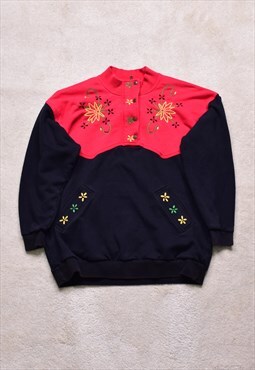 Women's True Vintage 90s St Michael Zip Embroidered Sweater