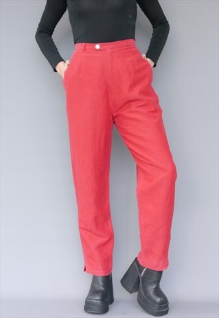 red high waisted trousers