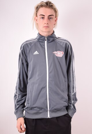 ADIDAS MENS VINTAGE FISHERS TRACKSUIT TOP JACKET MEDIUM GREY