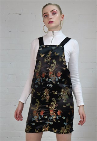 EMBROIDERED DRAGON PINAFORE DRESS