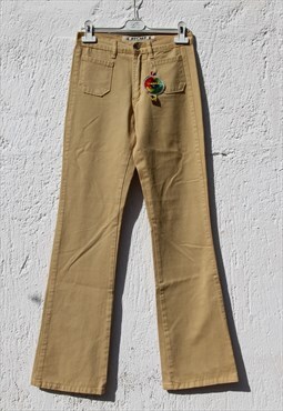 Deadstock beige campardine cotton flared pants