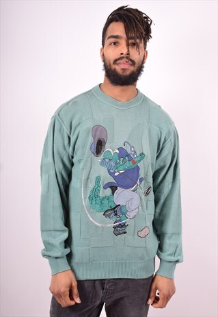 MENS VINTAGE JUMPER SWEATER MEDIUM GREEN 90'S