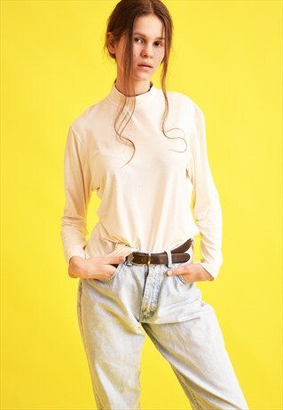 90'S RETRO NEUTRAL TURTLENECK OVERSIZED TEEN TOP BLOUSE
