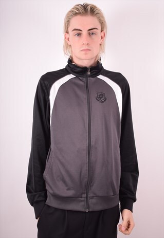LOTTO MENS VINTAGE TRACKSUIT TOP JACKET LARGE GREY 90S