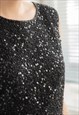 VINTAGE 80'S BLACK BEADED VEST TOP