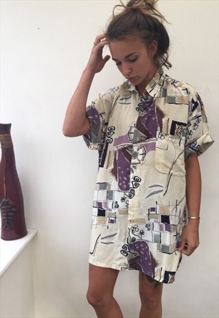 CRAZY PATTERNED OVERSIZED RETRO VINTAGE FESTIVAL SHIRT