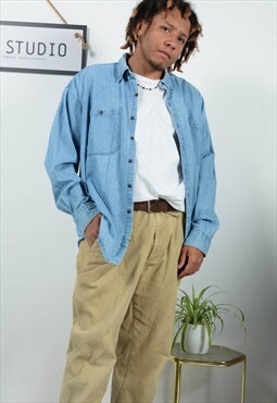 Vintage 90s Ralph Lauren Chaps Denim Shirt Unisex Size XL