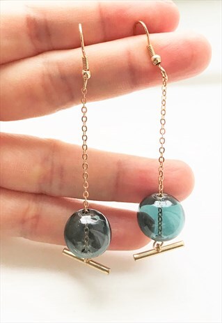 GREEN GLASS EARRING