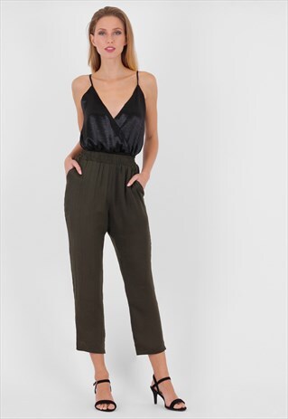 HIGH WAIST BAGGING TROUSER IN KHAKI