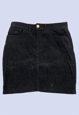Lacoste Live Black Cotton Corduroy Summer Mini Skirt