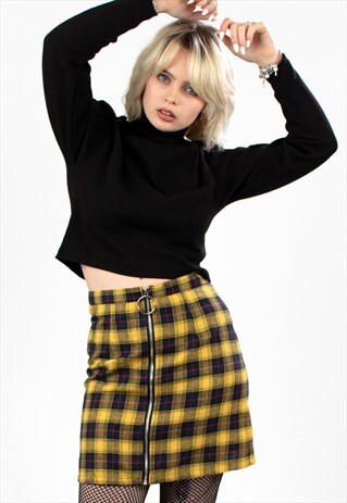 'CHER' YELLOW CHECK HIGH RISE 90S MINI SKIRT