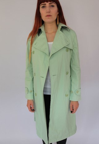 VINTAGE RARE PAUL SMITH WAXED TRENCH COAT IN MINT GREEN