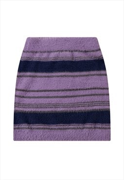 Preppy stripe midi skirt classy fluffy barbie bottoms purple