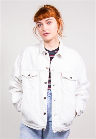 90'S VINTAGE WHITE LEVI'S DENIM JACKET