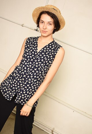 90'S RETRO MINIMALIST FLORAL FESTIVAL PARIS CHIC BLOUSE TOP