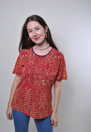 ABSTRACT PRINT VINTAGE ORANGE TSHIRT