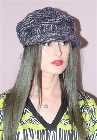 TRENDY VINTAGE 1970'S TEXTURED BAKER BOY HAT BOW BERET BOHO