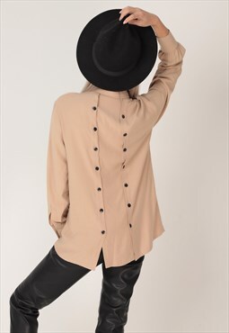 Relaxed viscose shirt with double panel back 