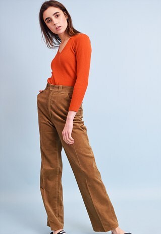 90'S RETRO HIGHWAISTED CORDUROY STRAIGHT DEADSTOCK TROUSERS