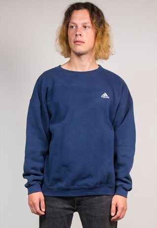 VINTAGE 90'S ADIDAS NAVY BLUE SWEATSHIRT JUMPER