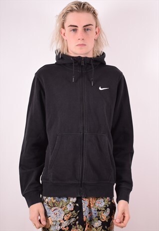 NIKE MENS VINTAGE HOODIE JACKET MEDIUM BLACK 90S