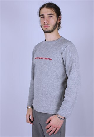 BENETTON VINTAGE LONG SLEEVE SWEASHIRT RARE GREY