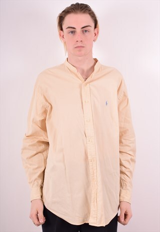 POLO RALPH LAUREN MENS VINTAGE SHIRT LARGE YELLOW 90S