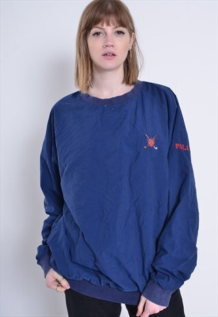 VINTAGE POLO RALPH LAUREN WINDBREAKER SWEATSHIRT BLUE