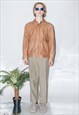 90'S VINTAGE CLASSIC BOMBER LEATHER JACKET IN BRANDY TAN
