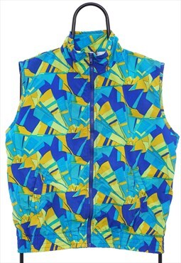 Vintage 90s Activology Abstract Pattern Blue Gilet Womens