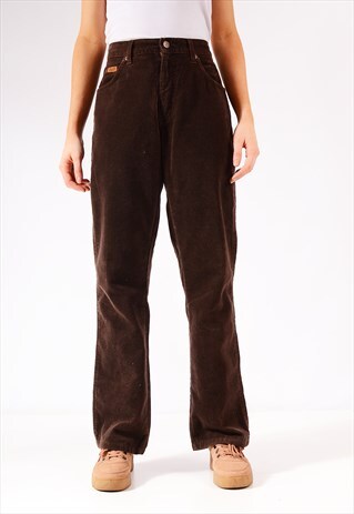VINTAGE WRANGLER STRAIGHT LEG CORDUROY TROUSERS BROWN