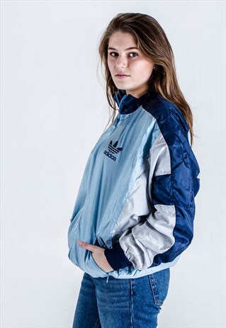 VINTAGE 90S ADIDAS SHELL-SUIT JACKET IN BLUE