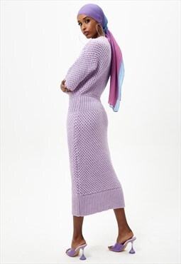Lilac long sleeve maxi knit dress