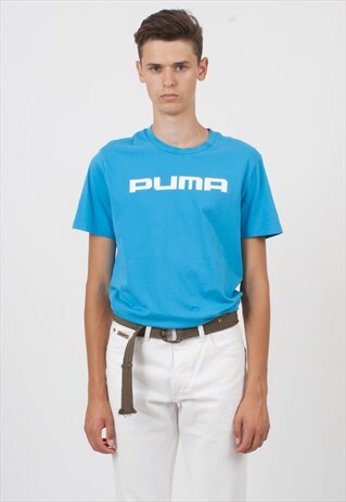 90S VINTAGE BLUE PUMA LOGO CREW NECK T-SHIRT